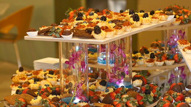 Display of bite-sized dessert treats