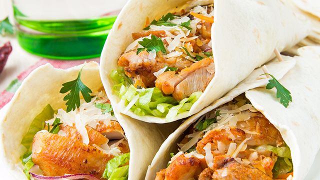 Tortilla wrap with lettuce and chicken