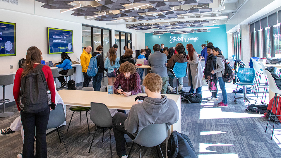 Students fill up the Student Lounge during Cav Kickoff festivities