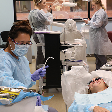 The JCCC Dental Hygiene clinic provides low-cost dental cleanings and exams to members of the community.