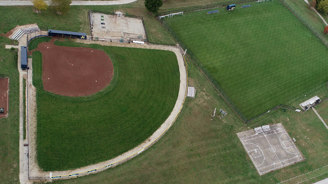 Aerial view of outdoor practice space