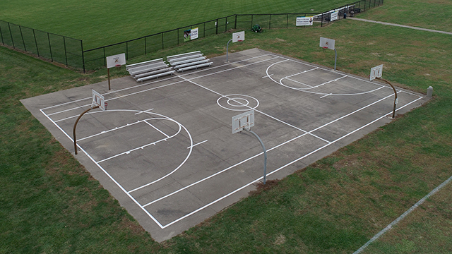Aerial view of the outdoor basketball court