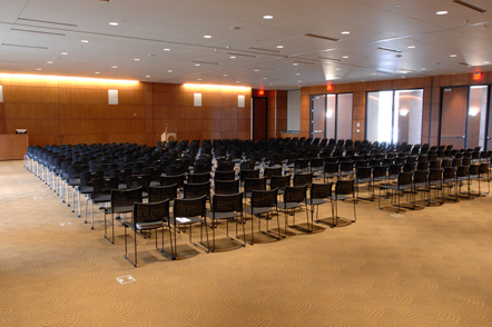 The Conference Center set with rows of seating