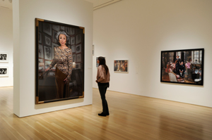A patron looks at a painting inside one of the Nerman gallery spaces.