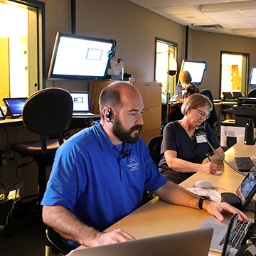 nursing instructors monitor student care in the simulation center