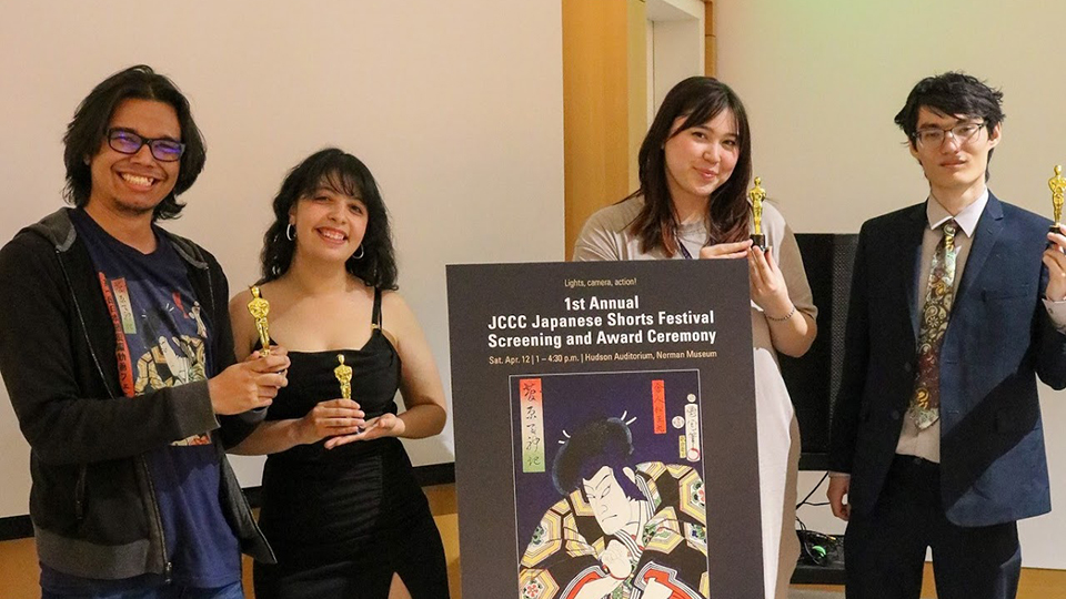 Japanese Shorts Festival award winners display their trophies