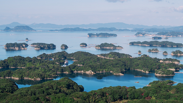 View of the Kuju-ku Islands in Sasebo, Japan.