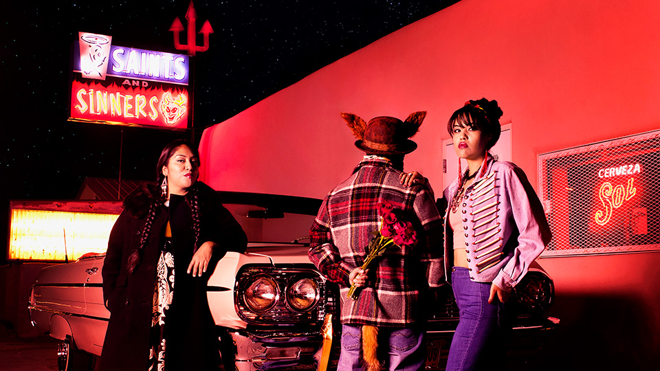 Cara Romero, Coyote Tales No. 1, 2018, Color photograph, 44 x 44", Collection Nerman Museum of Contemporary Art, 2018.13, Gift of Loren G. Lipson, M.D., South Pasadena, California.