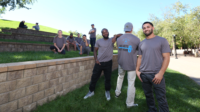 Members of the PAVE program posing on the chiller hill near the COM building