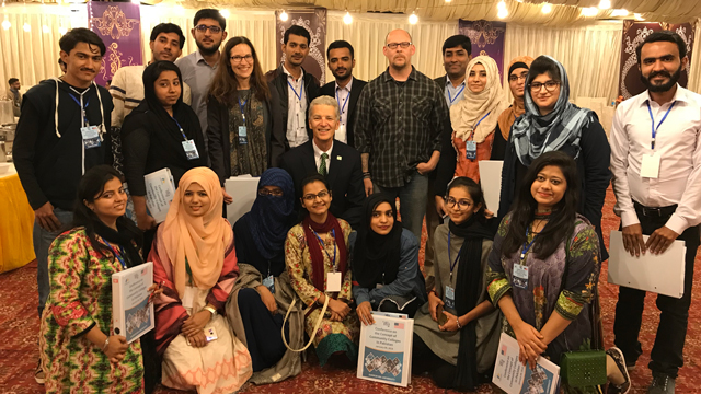 Dr.  Joe Sopcich and Beth Gulley with a group of faculty and administrators from Sukkur IBA University