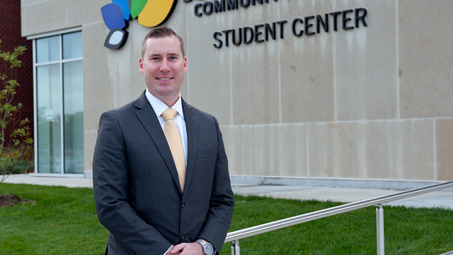 George Hornbeck standing out side the JCCC Student Center
