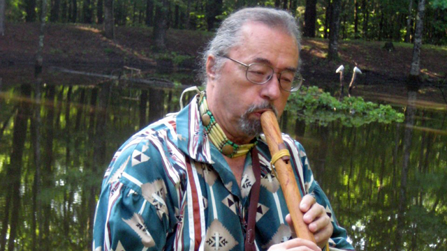Rob Thomason playing a native flute