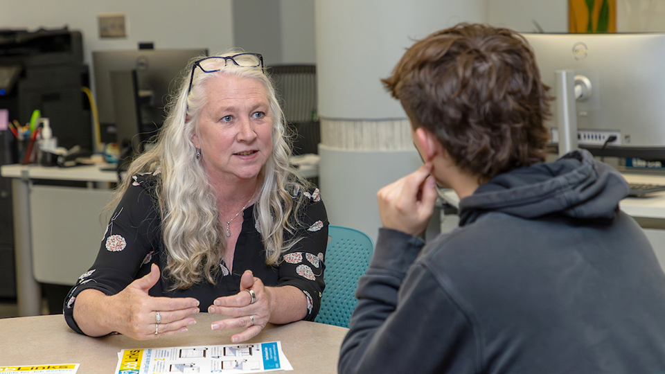 Student getting a consultation in the Career Development Center
