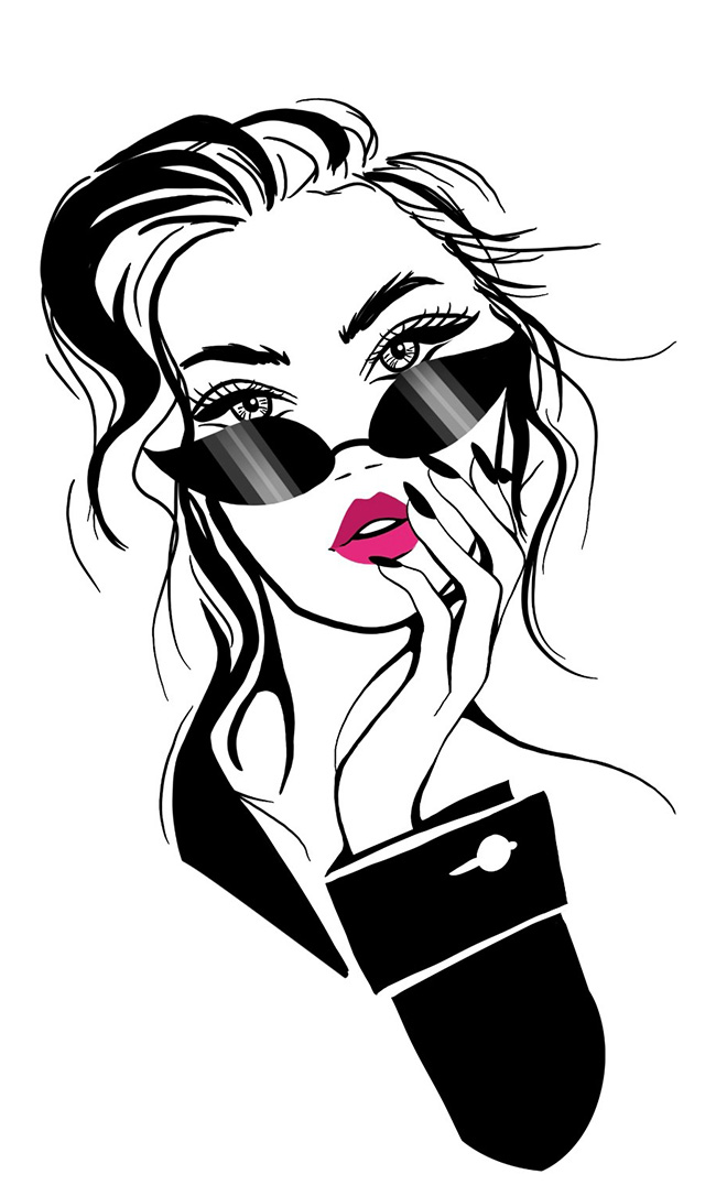 illustration of a stylish woman wearing sunglasses