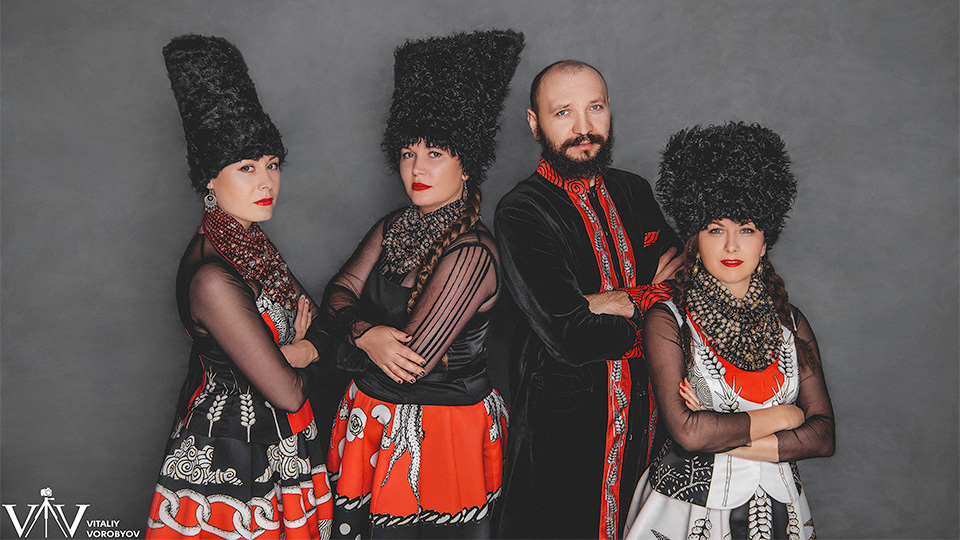 DakhaBrakha members in traditional costumes