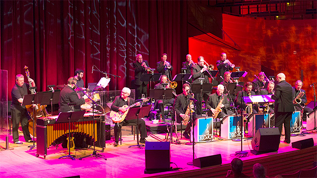 KC Jazz Orchestra performing on stage.
