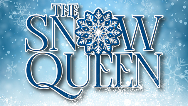 the words The Snow Queen and a snowflake on a blue background.