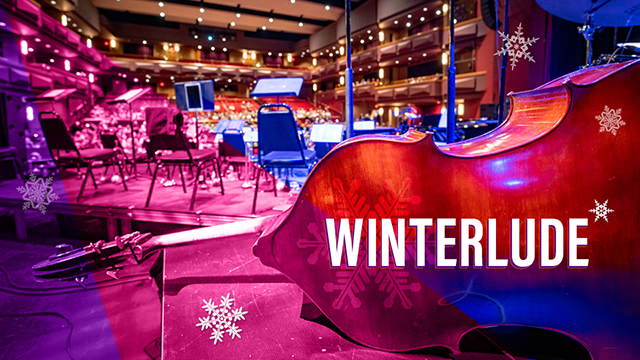 A violin laid sideways on the Yardley Hall stage