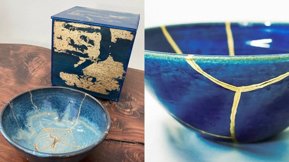 bowls that have been repaired with the Kintsugi method