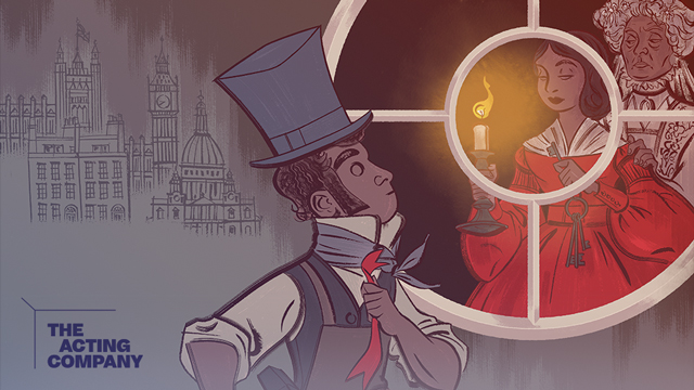 illustration of characters in great expectations with the words The Acting Company