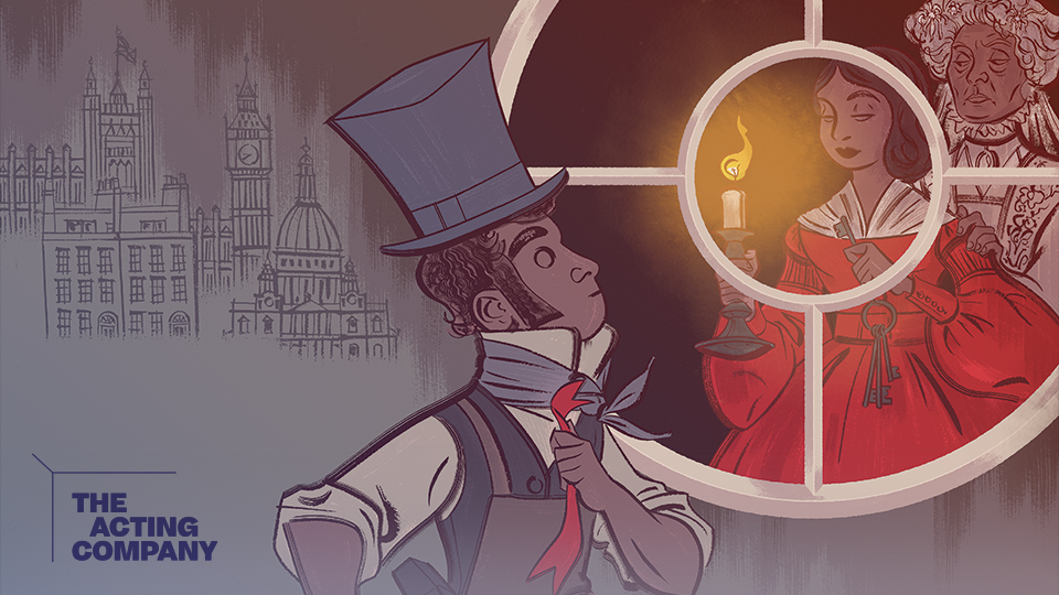 illustration of characters in great expectations with the words The Acting Company