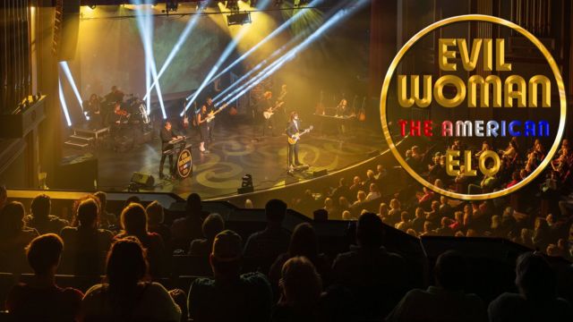 overview of a concert crowd with the words Evil Woman The American ELO
