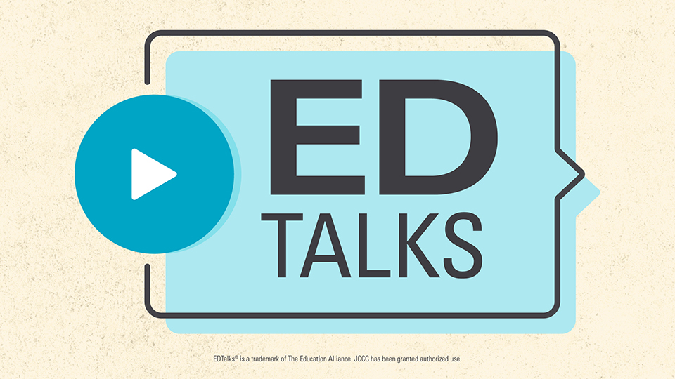 A conversation bubble with the words "Ed Talks" in it.