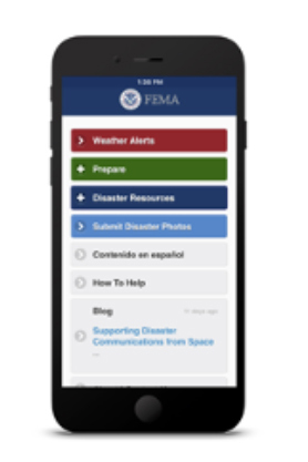 Screenshot of the FEMA app