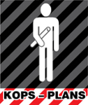 KOPS plan logo of a silhouette of a figure holding a cylindrical item