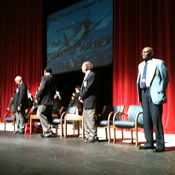 Tuskegee Airmen arrive on stage