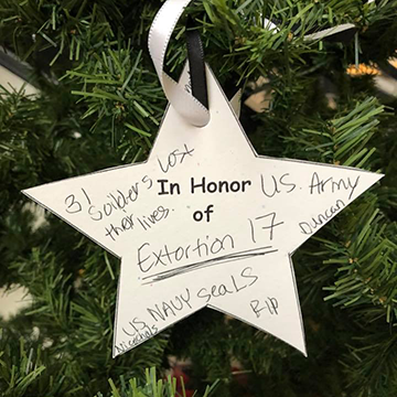 Stars on Honor Tree in honor of deceased veterans in the Army and Navy