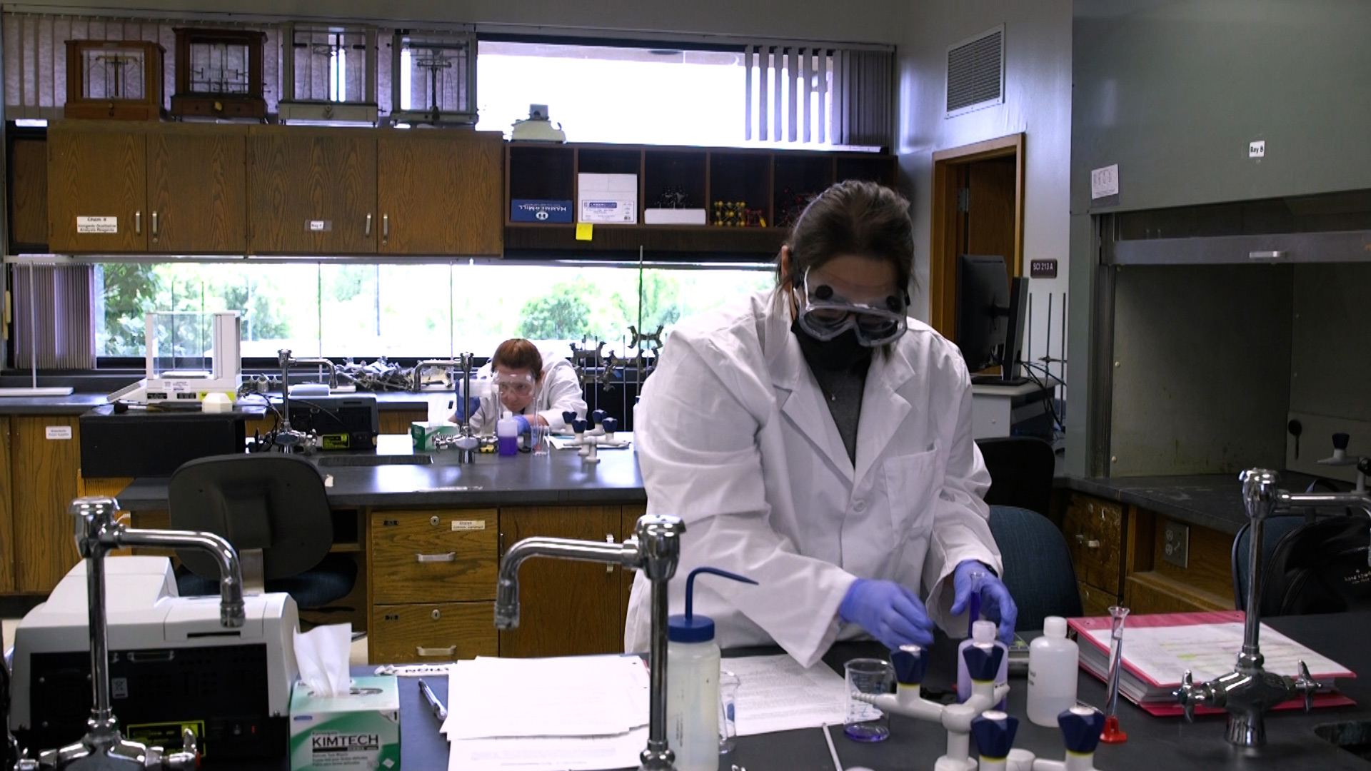 Students working in a chemistry lab