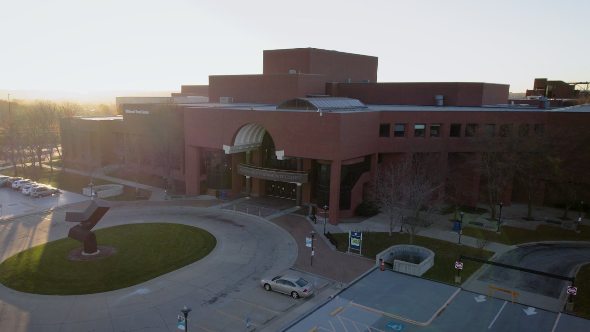 Drone shot above the Midwest Trust Center